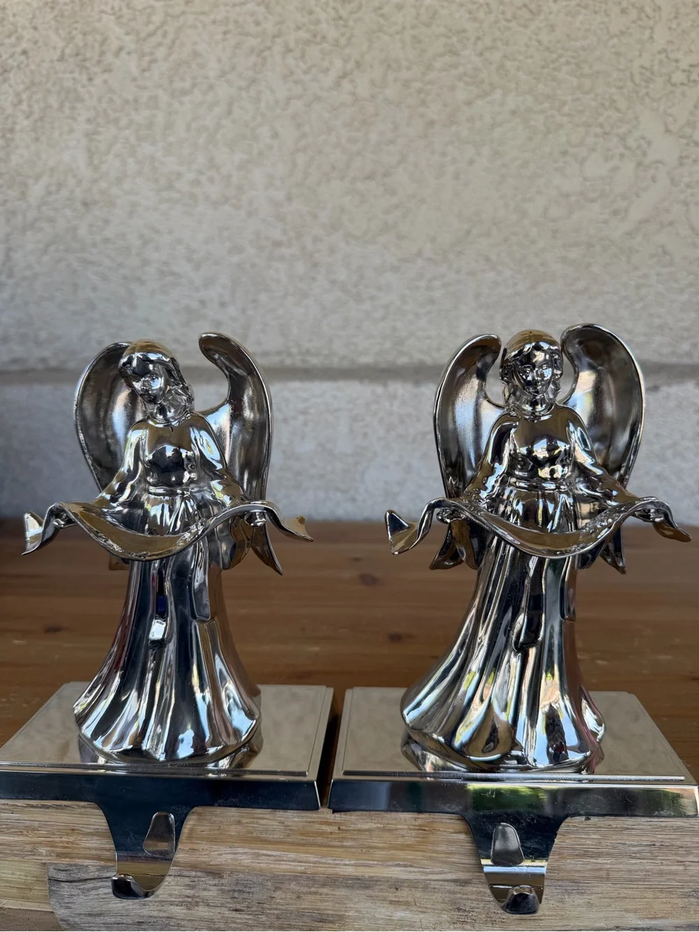 Set of 2 Silver Angel Stocking Holders - Home Accents